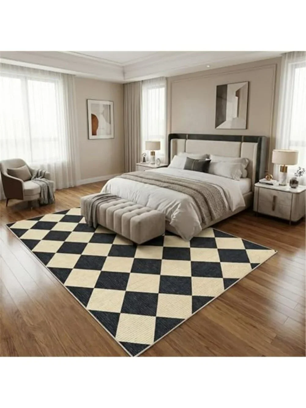 5x7 Modern Checkered Area Rug, Geometric Farmhouse Washable Rug